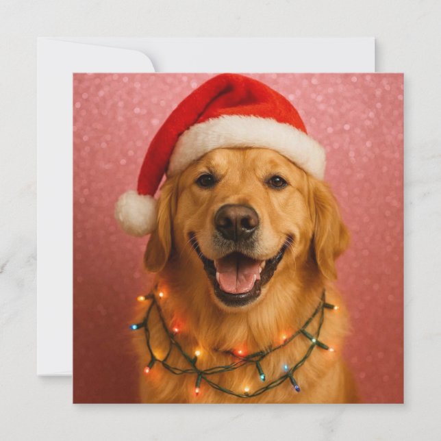 Cute Golden Retriever Christmas Card. Feiertagskarte (Vorderseite)