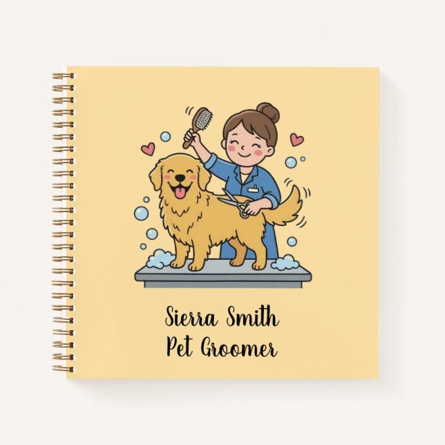 Cute Golden Retriever Grooming Professional Notes Notizbuch (Vorderseite)