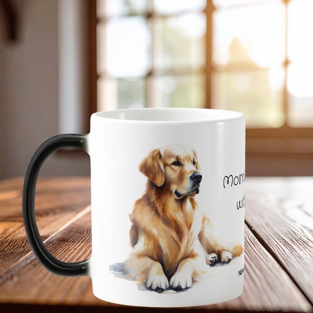 Cute Golden Retriever Watercolor Personalize Verwandlungstasse (Elegant watercolor , Add your own Words.)