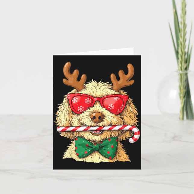 Cute Goldendoodle Dogs Christmas Lights Golden Doo Karte (Vorderseite)