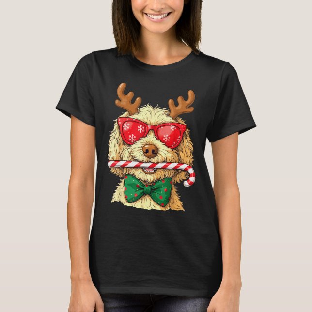 Cute Goldendoodle Dogs Christmas Lights Golden Doo T-Shirt (Vorderseite)