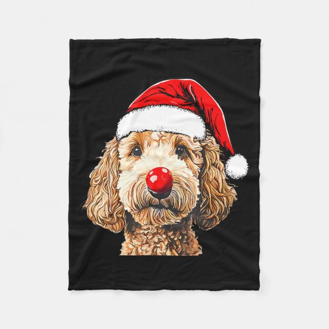 Cute Goldendoodle Dogs Christmas Santa Golden Dood Fleecedecke (Vorderseite)