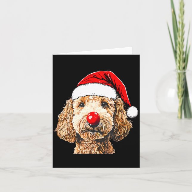 Cute Goldendoodle Dogs Christmas Santa Golden Dood Karte (Vorderseite)