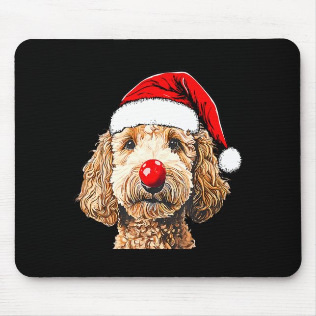 Cute Goldendoodle Dogs Christmas Santa Golden Dood Mousepad (Vorne)