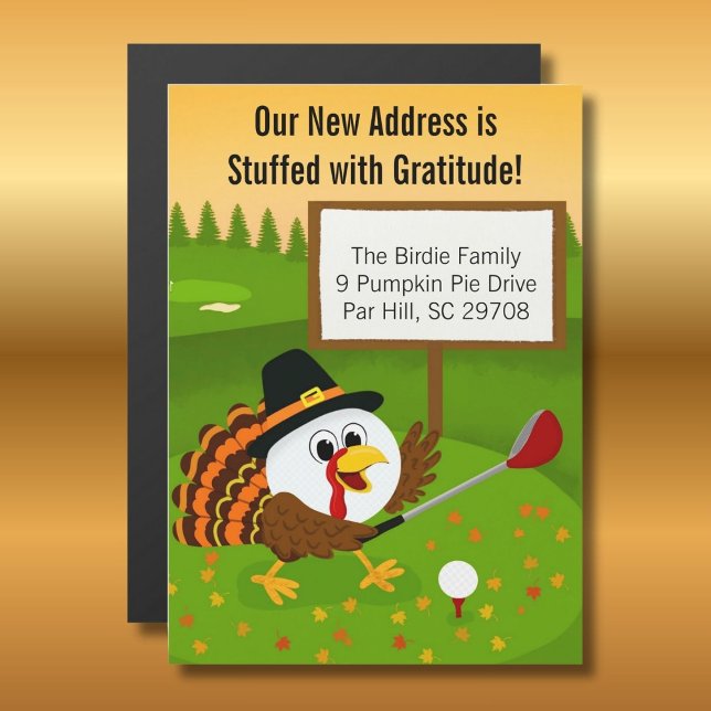 Cute Golf Ball Thanksgiving Moving Announcement Magnetkarte (Von Creator hochgeladen)