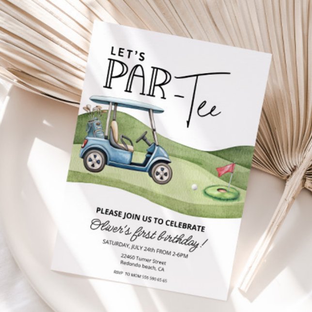 Cute Golf Birthday, any age, Let's par-tee Einladung (Golf birthday invitation, let's par-tee )