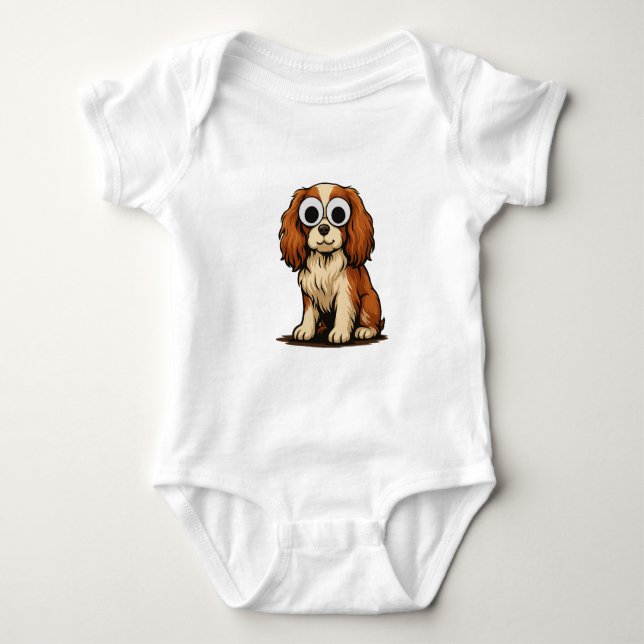 Cute Googly-Eye Puppy Illustration Baby Strampler (Vorderseite)