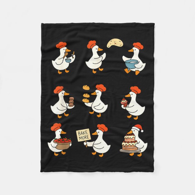 Cute Goose Baking Funny Baker Goose Chef Pastry Ba Fleecedecke (Vorderseite)