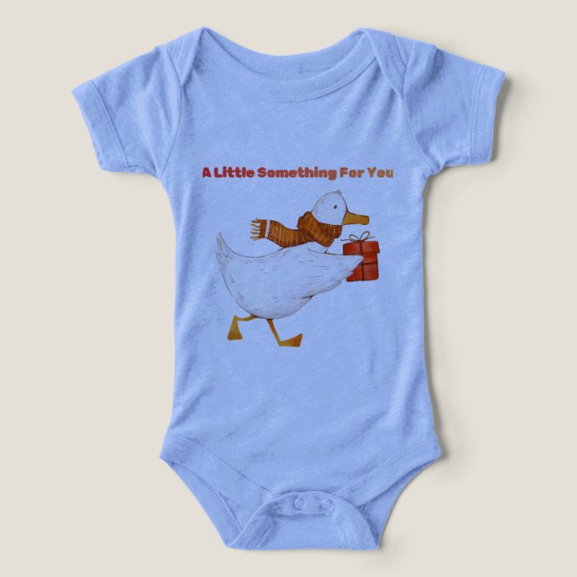 Cute Goose Holding Gift Baby Bodysuit  (Design Recto)