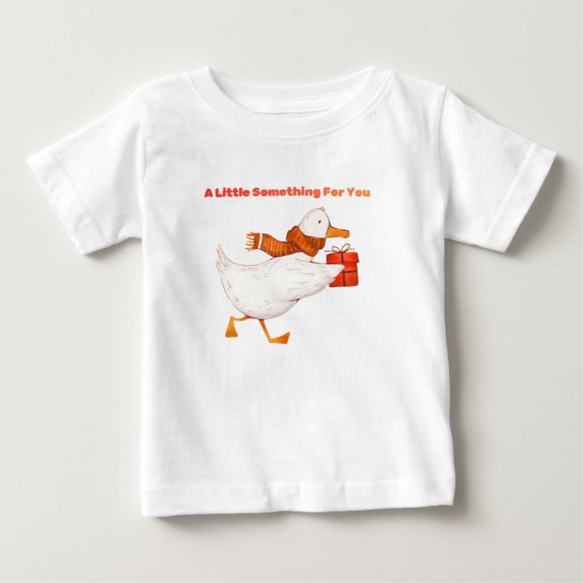 Cute Goose Holding Gift Baby T-Shirt  (Vorderseite)