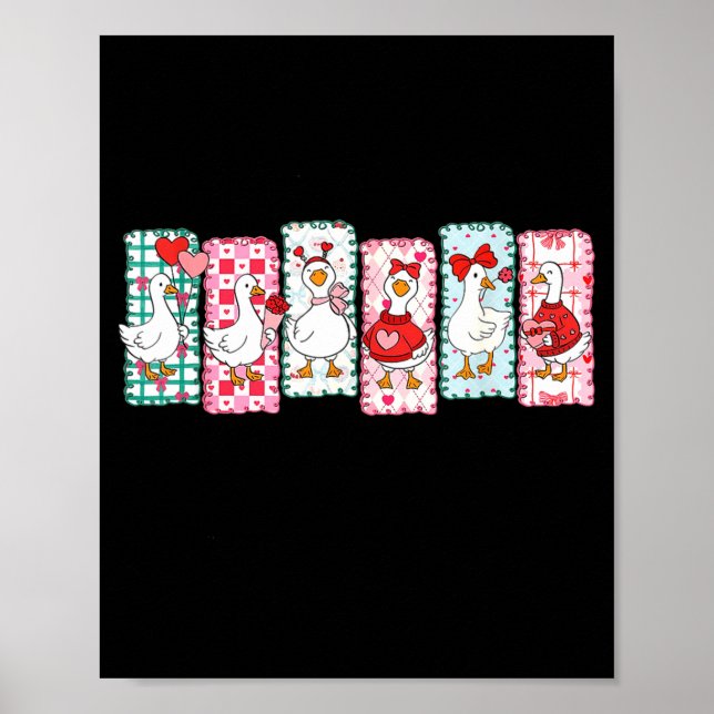 Cute Goose Valentine Coquette,duck Funny Gift Tee  Poster (Vorne)