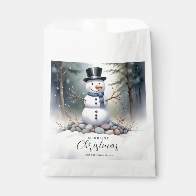 Cute Gorgeous Snowman Frosted Landscape Forest Geschenktütchen (Vorderseite)