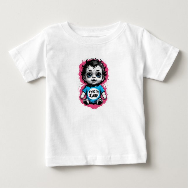 Cute Goth Baby "I Was in Care" Baby T-shirt (Vorderseite)