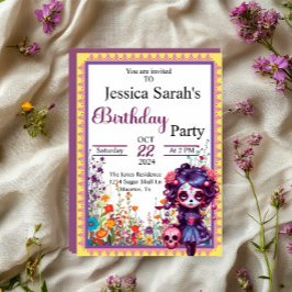 Cute Gothic Garden Sugar Skull  Invitation Einladung