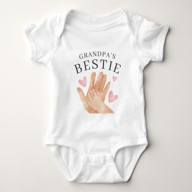 Cute Grandpa's Bestie Heart and Hands Baby Strampler (Vorderseite)