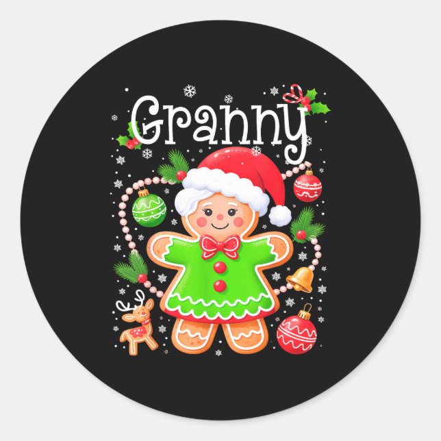 Cute Granny Gingerbread Family Matching Christmas  Runder Aufkleber (Vorderseite)