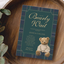 Cute Green and Blue We Can Bearly Wait Baby Shower
