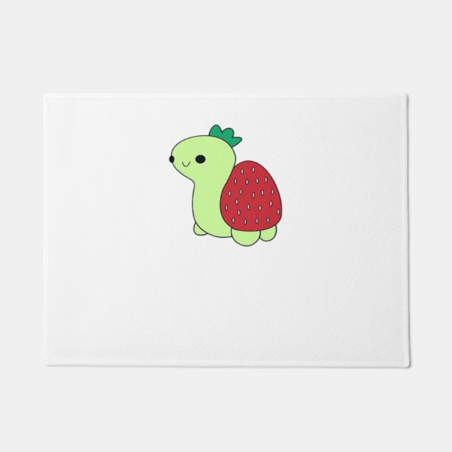 Cute green blushing strawberry turtle Classic T-Sh Fußmatte (Vorderseite)