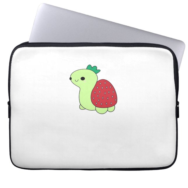 Cute green blushing strawberry turtle Classic T-Sh Laptopschutzhülle (Vorderseite)
