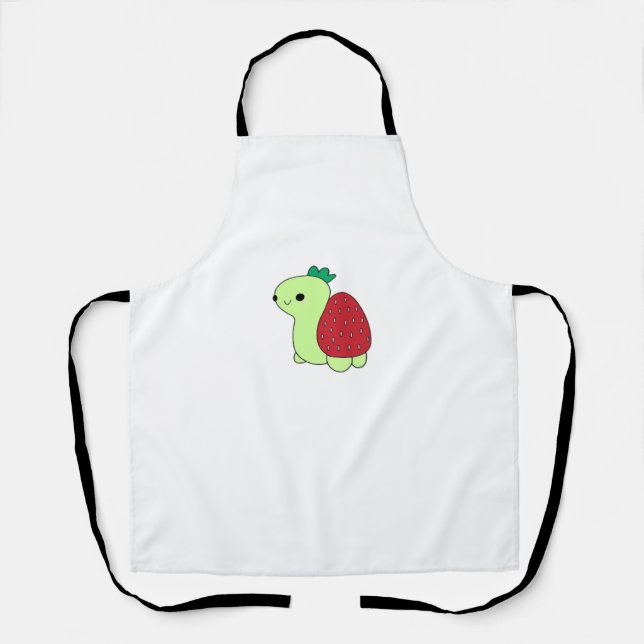 Cute green blushing strawberry turtle Classic T-Sh Schürze (Vorderseite)