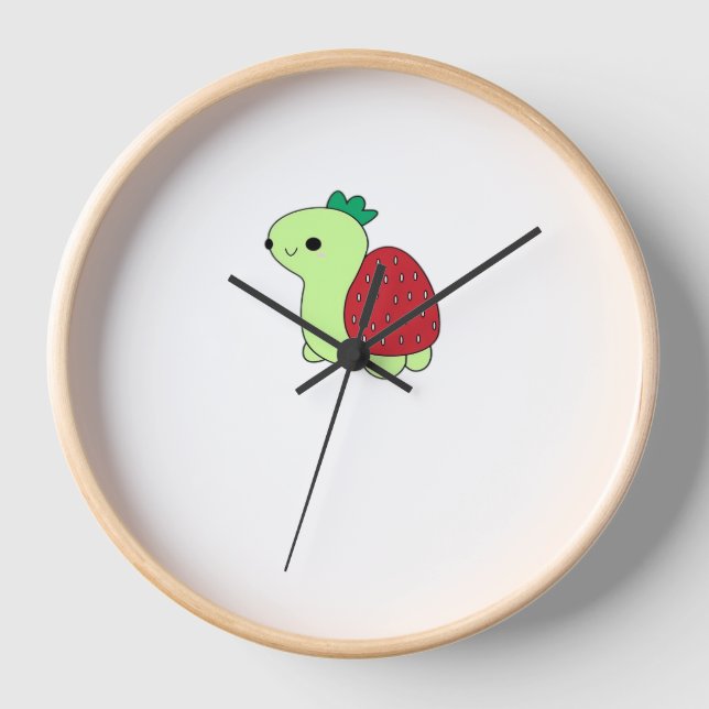 Cute green blushing strawberry turtle Classic T-Sh Uhr (Vorderseite)
