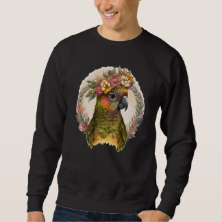 Cute Green Cheek Conure Parrot Bird Flower Crown P Sweatshirt