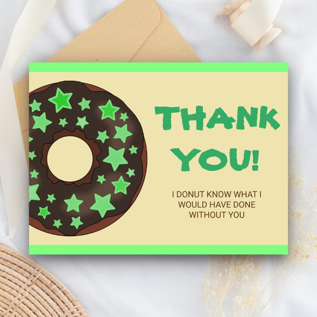 Cute Green Donut Thank You Postkarte (Von Creator hochgeladen)