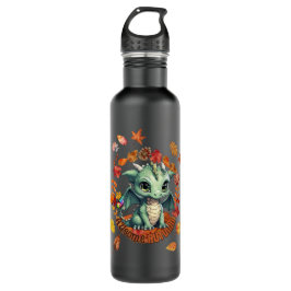 Cute Green Dragon “Autism Awesome Autumn” Design  Edelstahlflasche