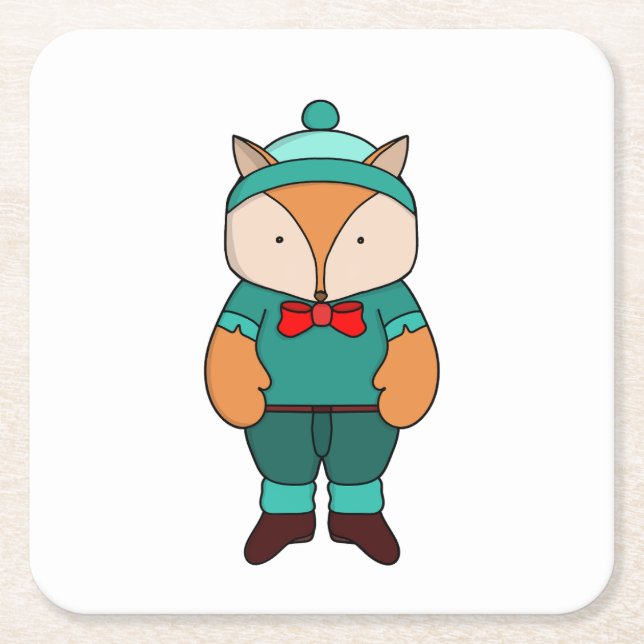 Cute green fox rechteckiger pappuntersetzer (Vorderseite)