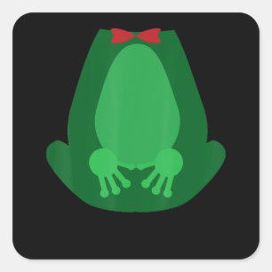 Cute Green Garden Frog Quadratischer Aufkleber