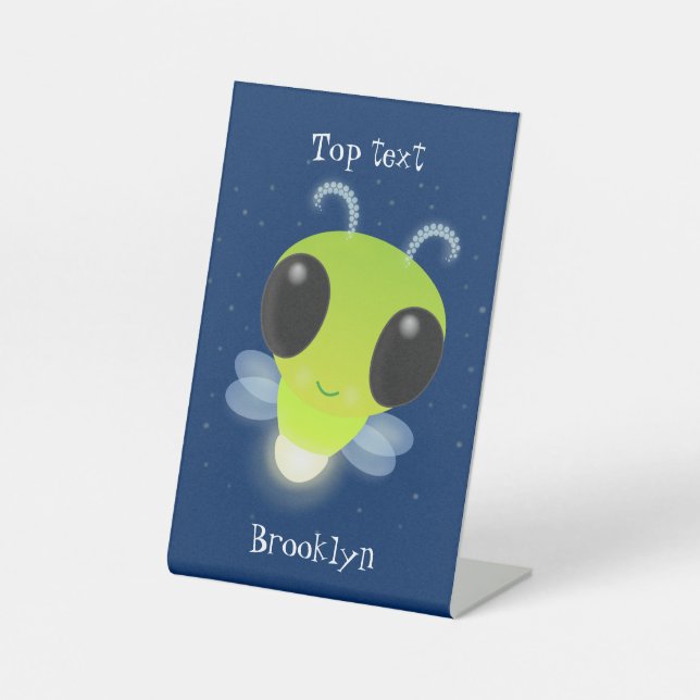 Cute green glow bug firefly cartoon illustration sockelschild (Vorderseite)