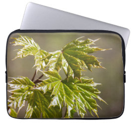 Cute green maple branch with small leaves laptopschutzhülle