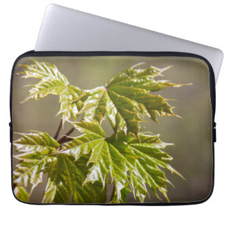 Cute green maple branch with small leaves laptopschutzhülle