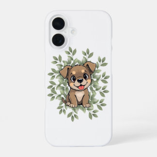 Cute Green Puppy Phone Case – Minimal NatureDesign iPhone 16 Hülle