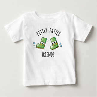 Cute Green Rainboots Pitter-Patter Friends Baby T-shirt