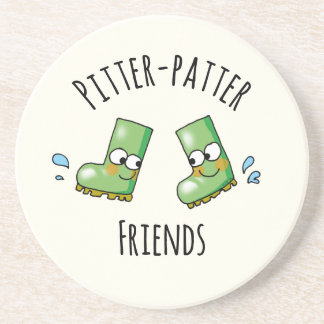 Cute Green Rainboots Pitter-Patter Friends Getränkeuntersetzer