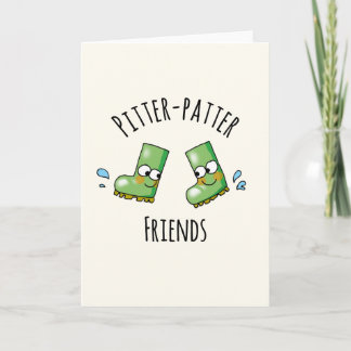 Cute Green Rainboots Pitter-Patter Friends Karte