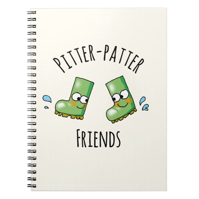 Cute Green Rainboots Pitter-Patter Friends Notizblock (Vorderseite)
