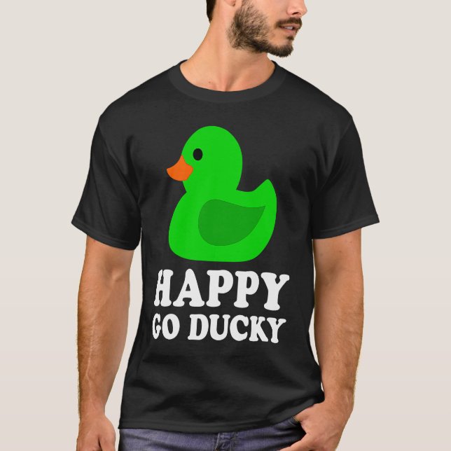 Cute Green Rubber Duck Lover Lucky Go Ducky Funny  T-Shirt (Vorderseite)