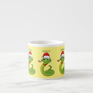 Cute green snake with santa hat cartoon espressotasse