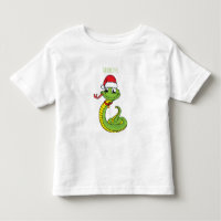 Cute green snake with santa hat cartoon