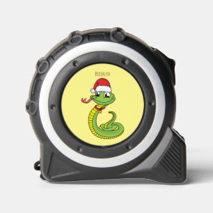 Cute green snake with santa hat cartoon maßband