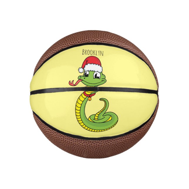 Cute green snake with santa hat cartoon mini basketball (Vorderseite)