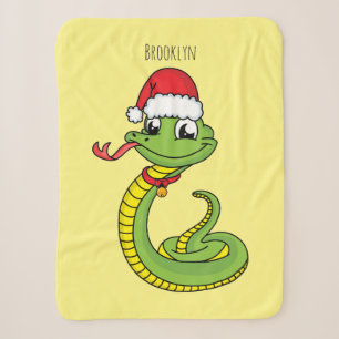 Cute green snake with santa hat cartoon sherpadecke