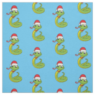 Cute green snake with santa hat cartoon stoff