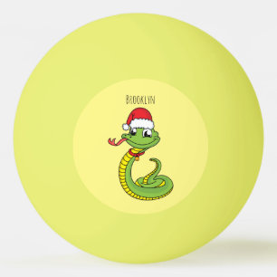 Cute green snake with santa hat cartoon tischtennisball