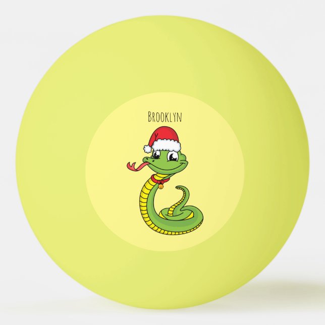 Cute green snake with santa hat cartoon tischtennisball (Vorderseite)