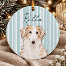 Cute green Striped Borzoi Dog monogram