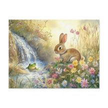 Cute grenouille Cascade Carte postale Spring Woodl
