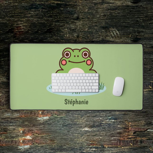 Cute grenouille verte (Cute Frog Green Desk Mat)